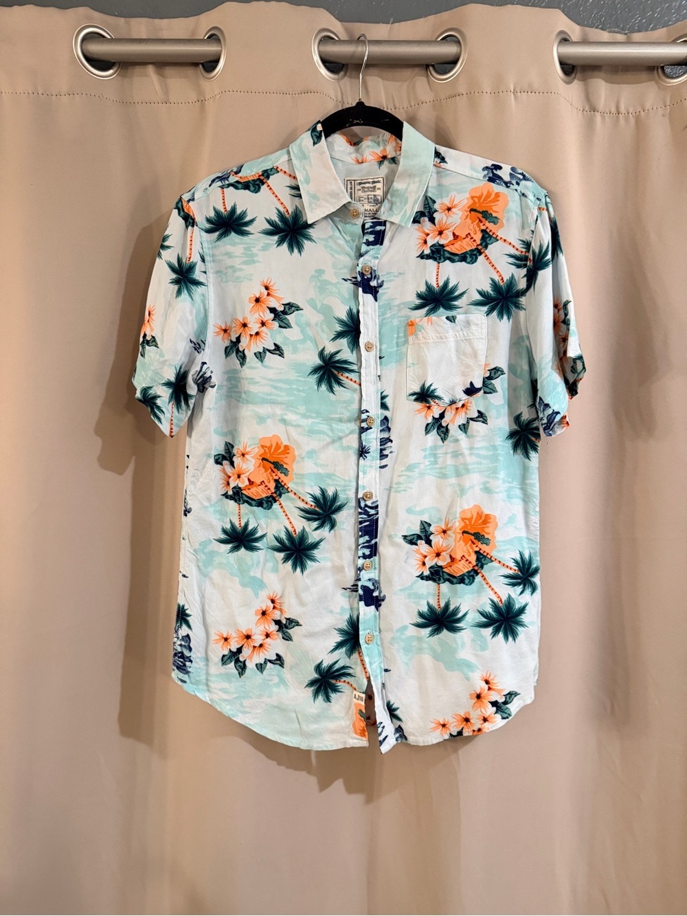 Alexander Julian Mint Blue Floral Hawaiian Button-Down Shirt